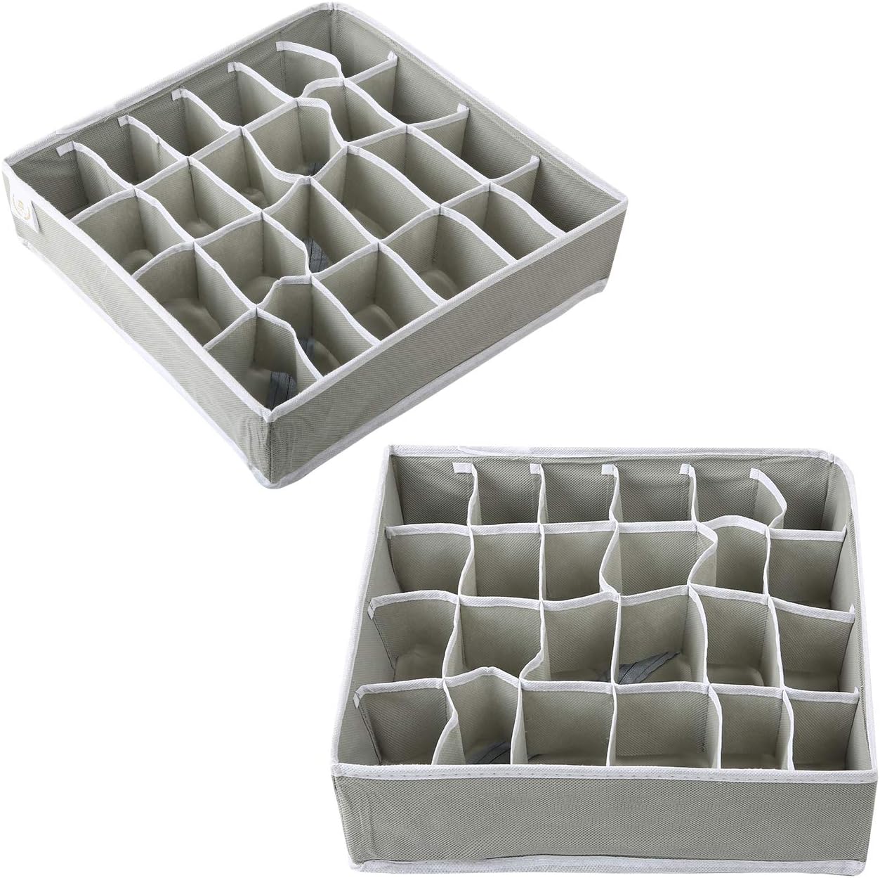 Drawer Divider, Zonyon Foldable Fabric Closet Organizer,Dresser Organizer,Storage Box,Room Organization for Underware,Bra,Ties,Belts,Socks,Tank Tops, lingerie,Closet,Wardrobe,2 Sets, Grey
