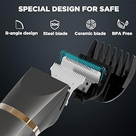 Body Hair Trimmer for Women Electric Body Shaver for Back Chest Armpit Legs Pubic Hair, USB Rechargeable, Replaceable Snap-in Ceramic Blades, IP7X Waterproof for Wet and Dry Use,Gray&Gold