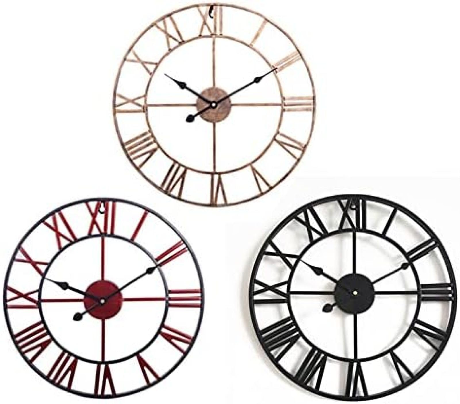 Reloj de Pared Grande de 50 cm, clásico, Vintage, de Hierro Fundido, para jardín, montado en la Pared, Reloj de Pared para jardín al Aire Libre, números Romanos Grandes, Reloj de jardín, HIE
