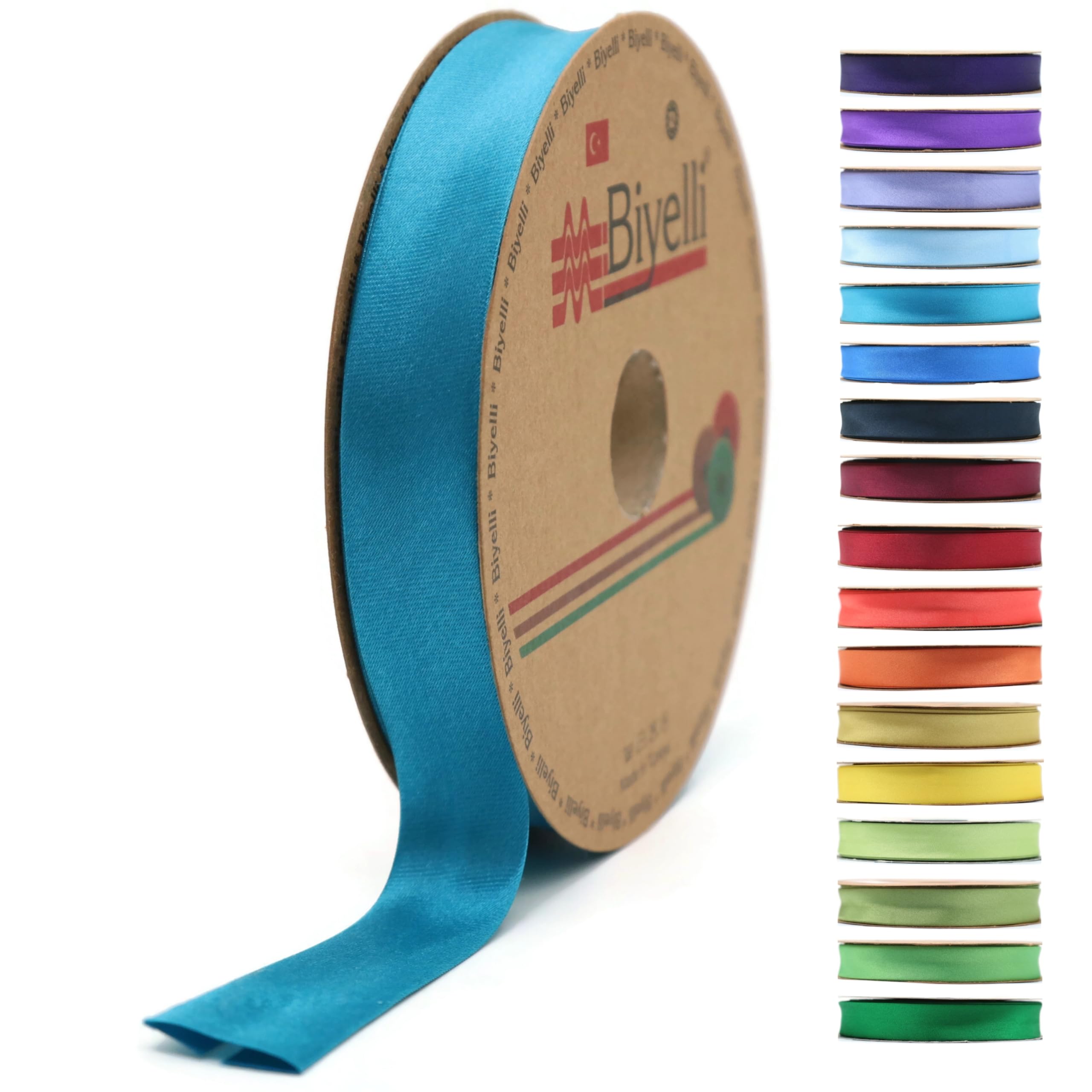 Fold Satin Bias Tape - 99+ Colors - 3/4 Inches Wide - 27 Yards - Fold Satin Binding Bias Ribbon Fabric Piping Bias Binding Tape for Sewing Clothing DIY Dark Turquoise BYS61