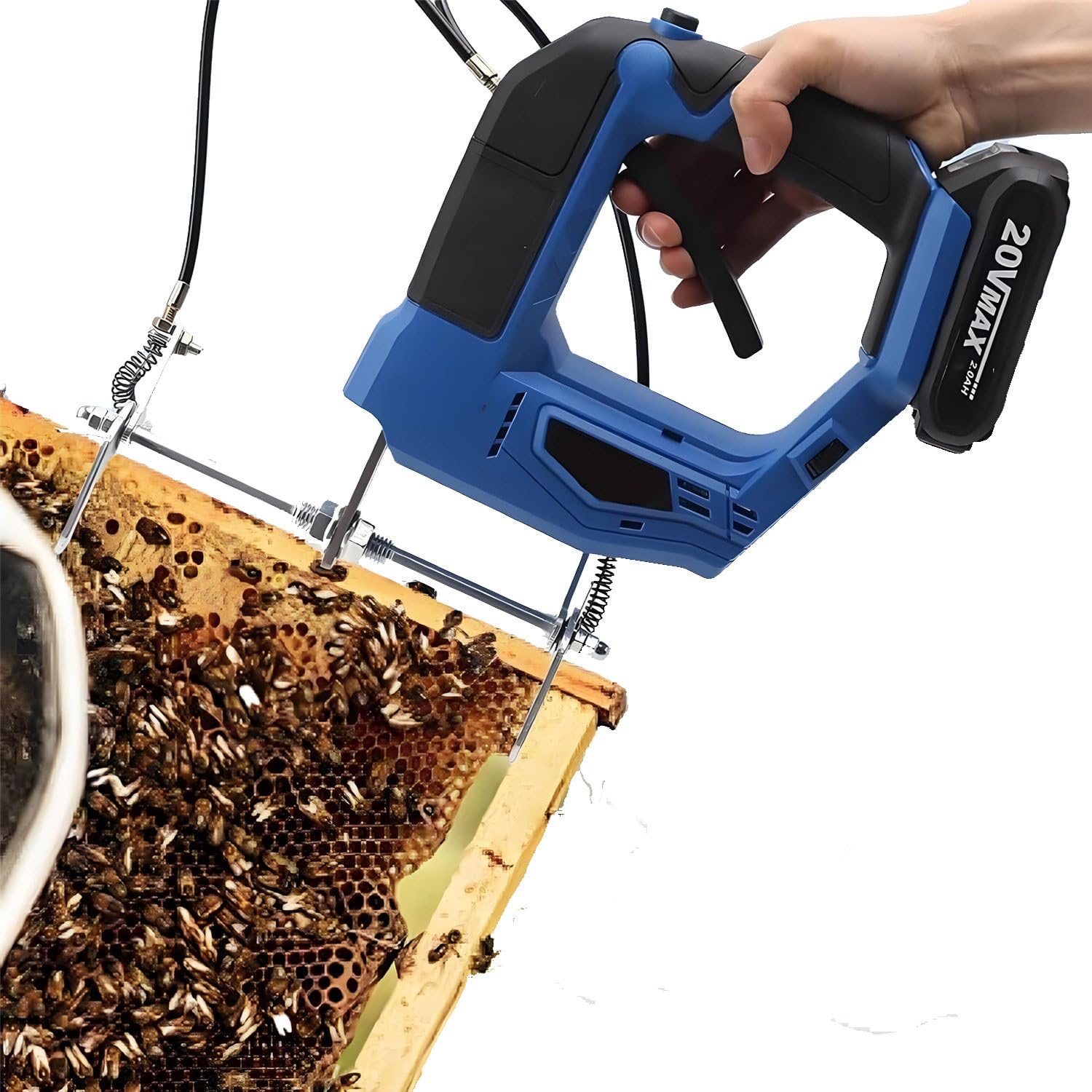 CelyToe 4 Speeds Cordless Beehive Shaking Machine, Electric Bee Shaker, Rechargeable Portable Cordless Beehive Frame Shaker Bee Remover with Batteries & Charger for Beekeepers, Farm Blue
