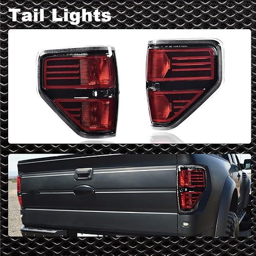 Miniatura 8 de CROSSDESIGN Luces traseras, montaje de lámparas de freno traseras sin bombillas, color negro, lado izquierdo y derecho, compatible con Ford F150