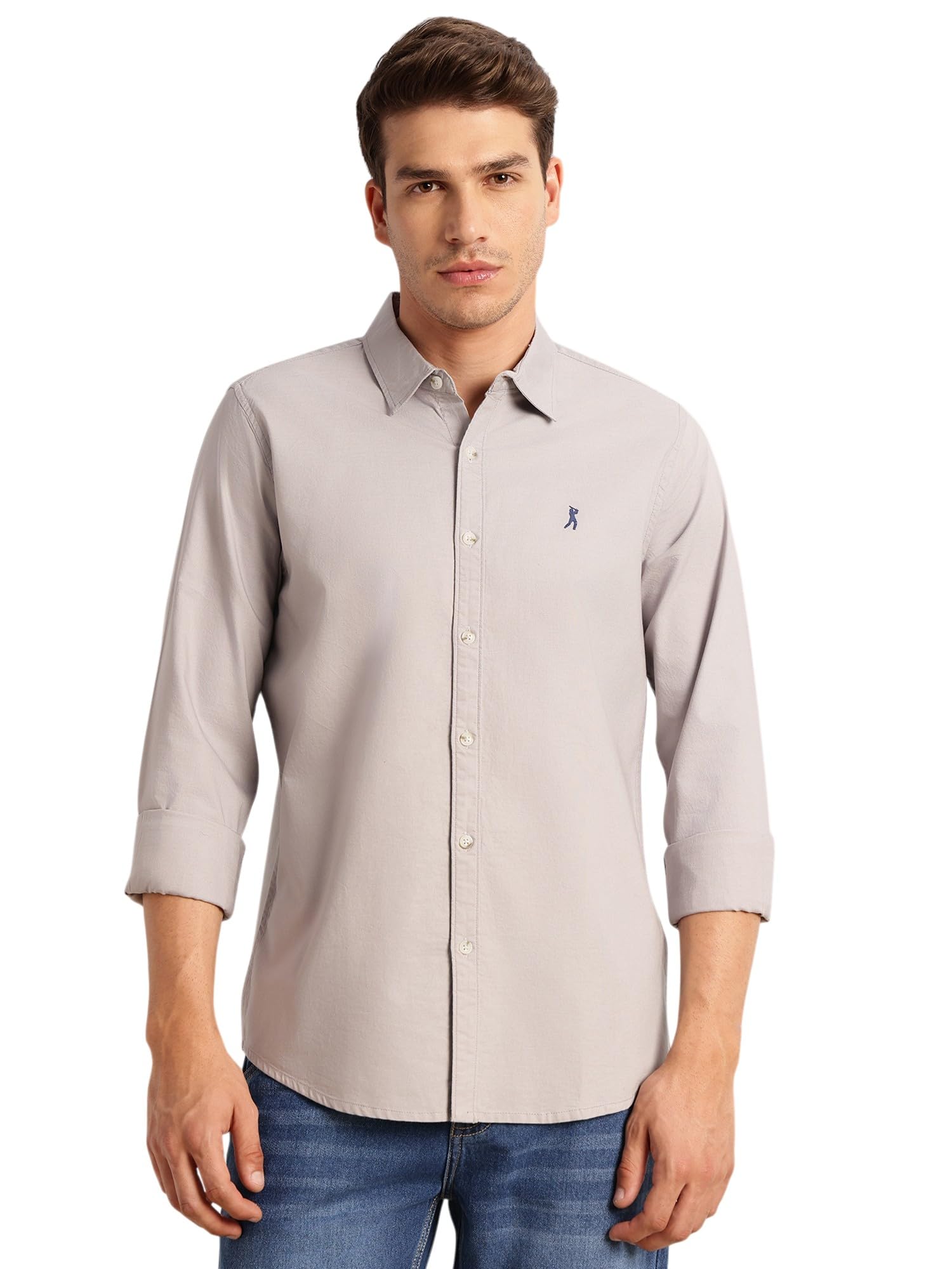 Thomas Scott Men's Slim Fit Oxford Casual Shirt | 100% Cotton | Long Sleeves | Spread Collar | Cricket Club Collection-image-9