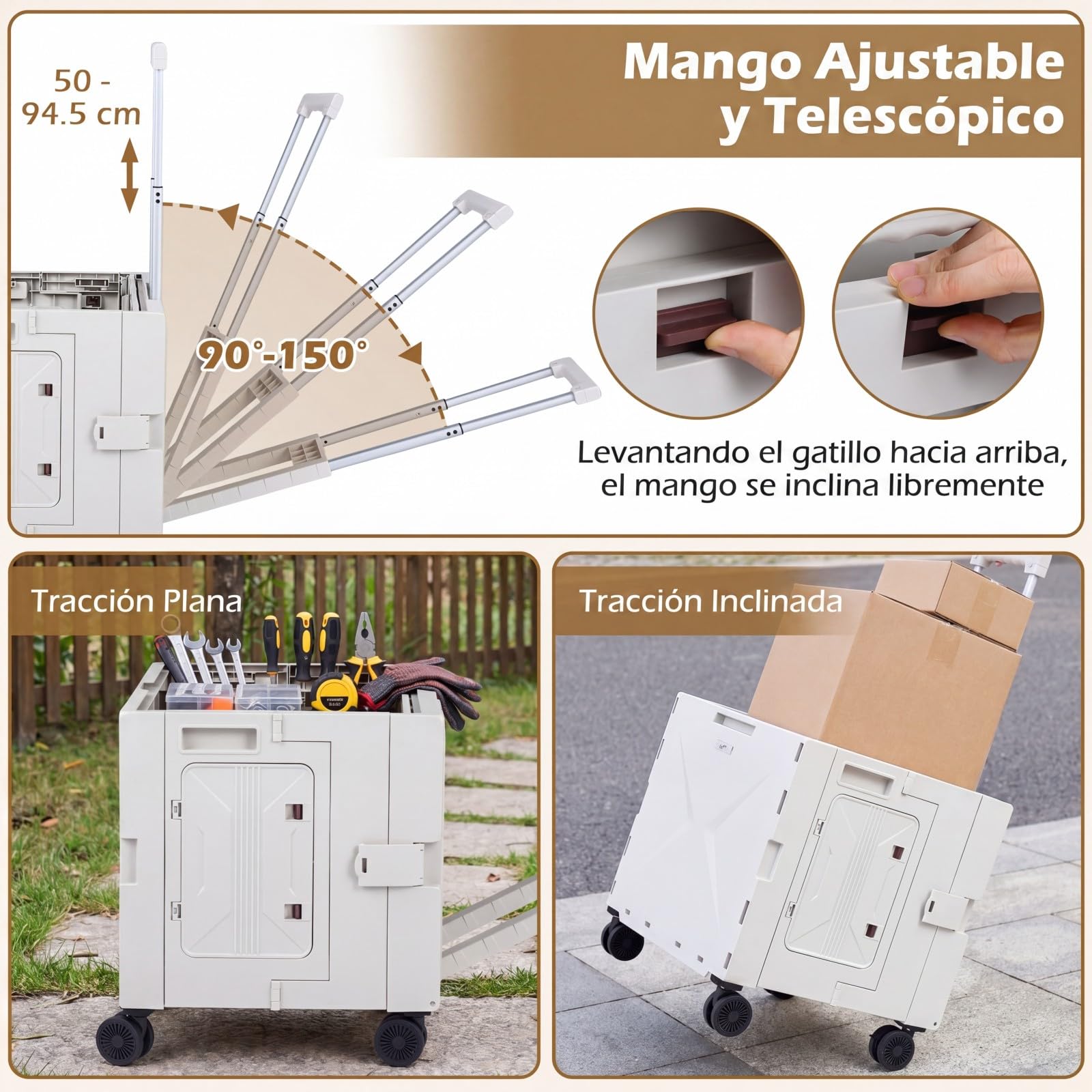 COSTWAY Carro de la Compra Plegable, 75L, Carrito de Compras Plegable con 4 Ruedas Universales, Asa Telescópica, Tapa y Portavasos, Carrito de Transporte para Viajes Oficina Mudanzas, Carga 60 kg