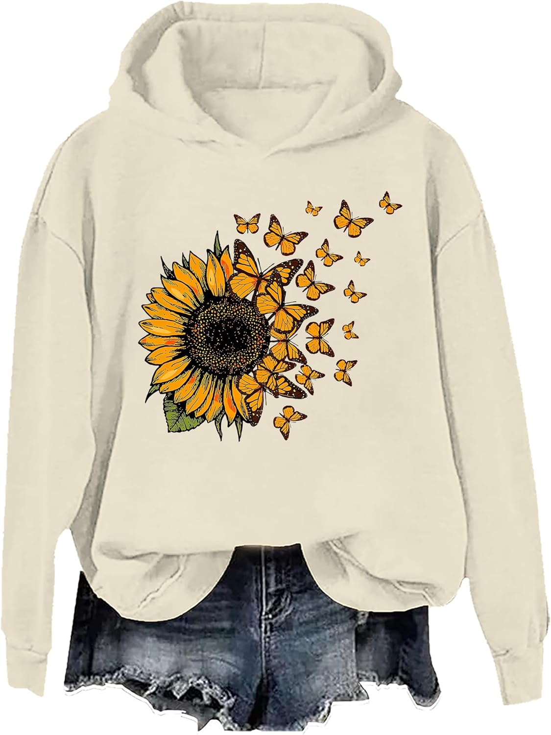 Butterfly Sunflower Hoodie - Flying Butterflies Sweatshirt - Image 5