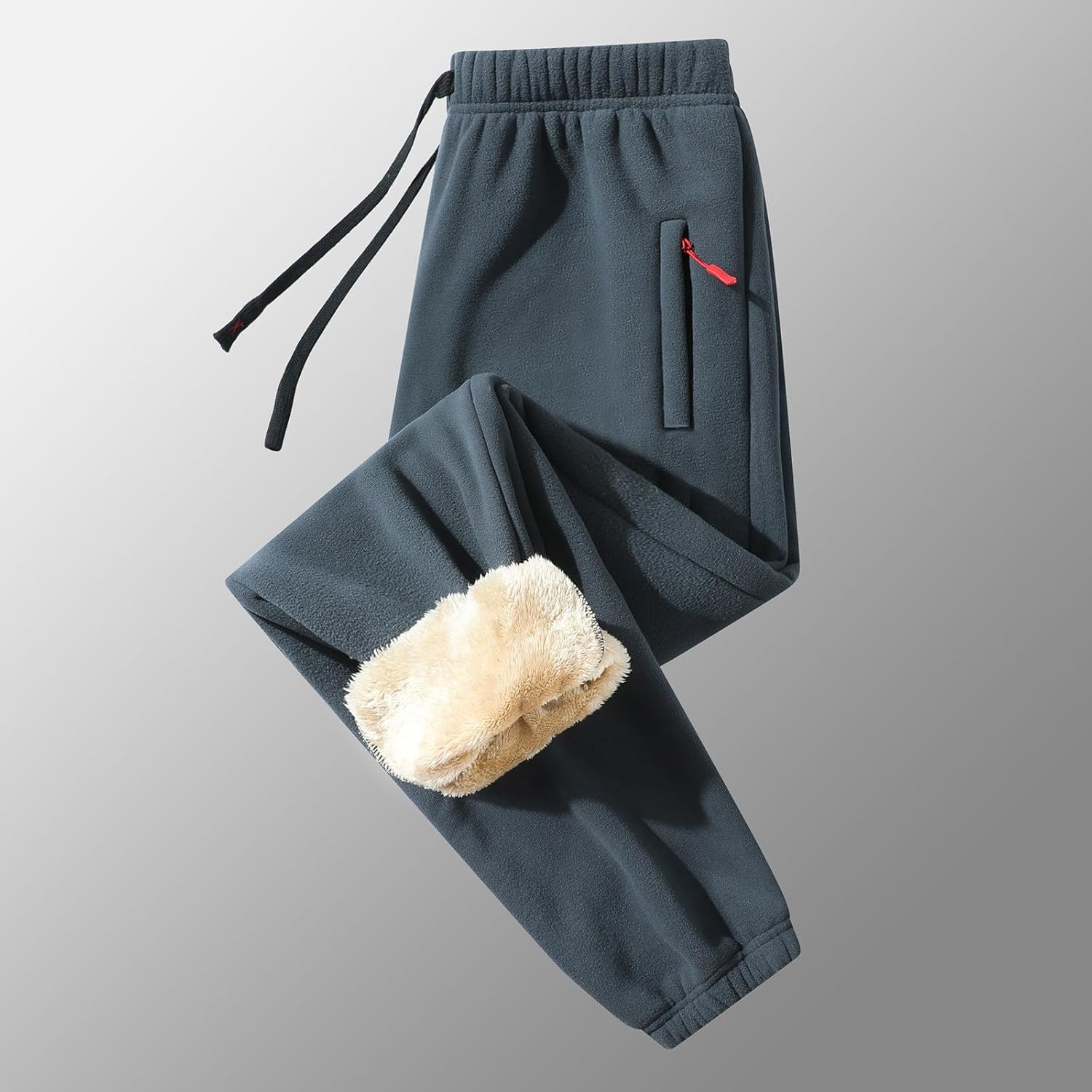 Baggy Casual Cinch Bottom Sweatpants for Men Winter Fleece Lined Athletic with Pockets Joggers Loose Heavyweight Yoga