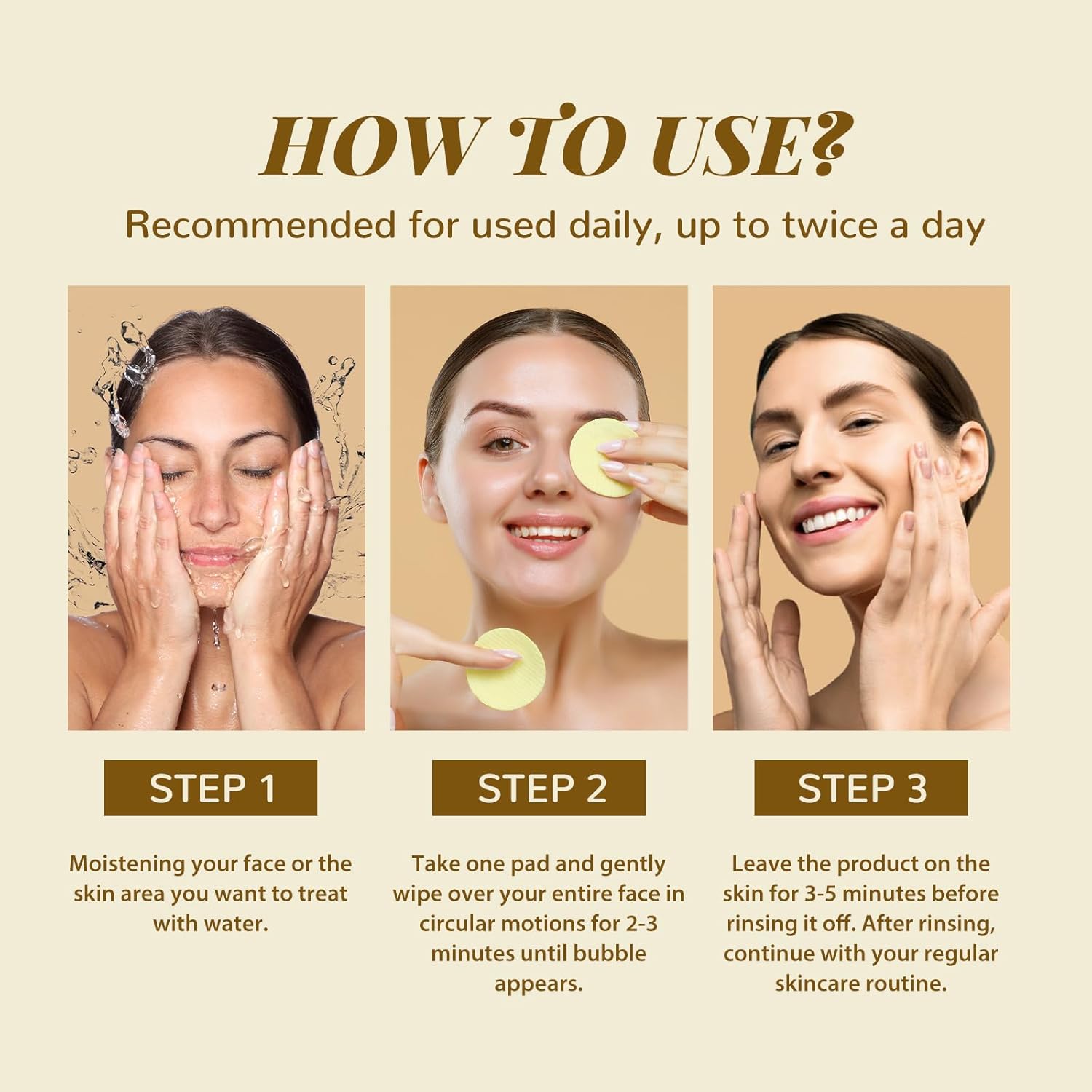 ANAI RUI Turmeric Kojic Acid Exfoliating Cleansing Pads, Deep Cleansing Brightening Pads, Exfoliating Scrub Pad for Face and Body, Acne Treatment, Skin Tone Evening,50 PCS - Image 5