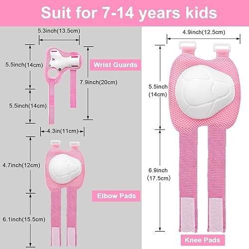 Miniatura 5 de Banzk Juego de rodilleras y coderas para niños y jóvenes con protector de muñeca 3 en 1, equipo de protección para niños de 3 a 14 años para