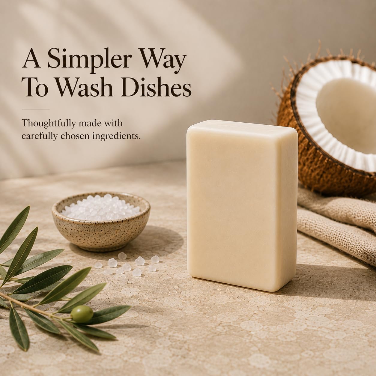 KELEBS Unscented Natural Dish Soap Bar, Organic Coconut, Non-Toxic, 5-Pack image 5