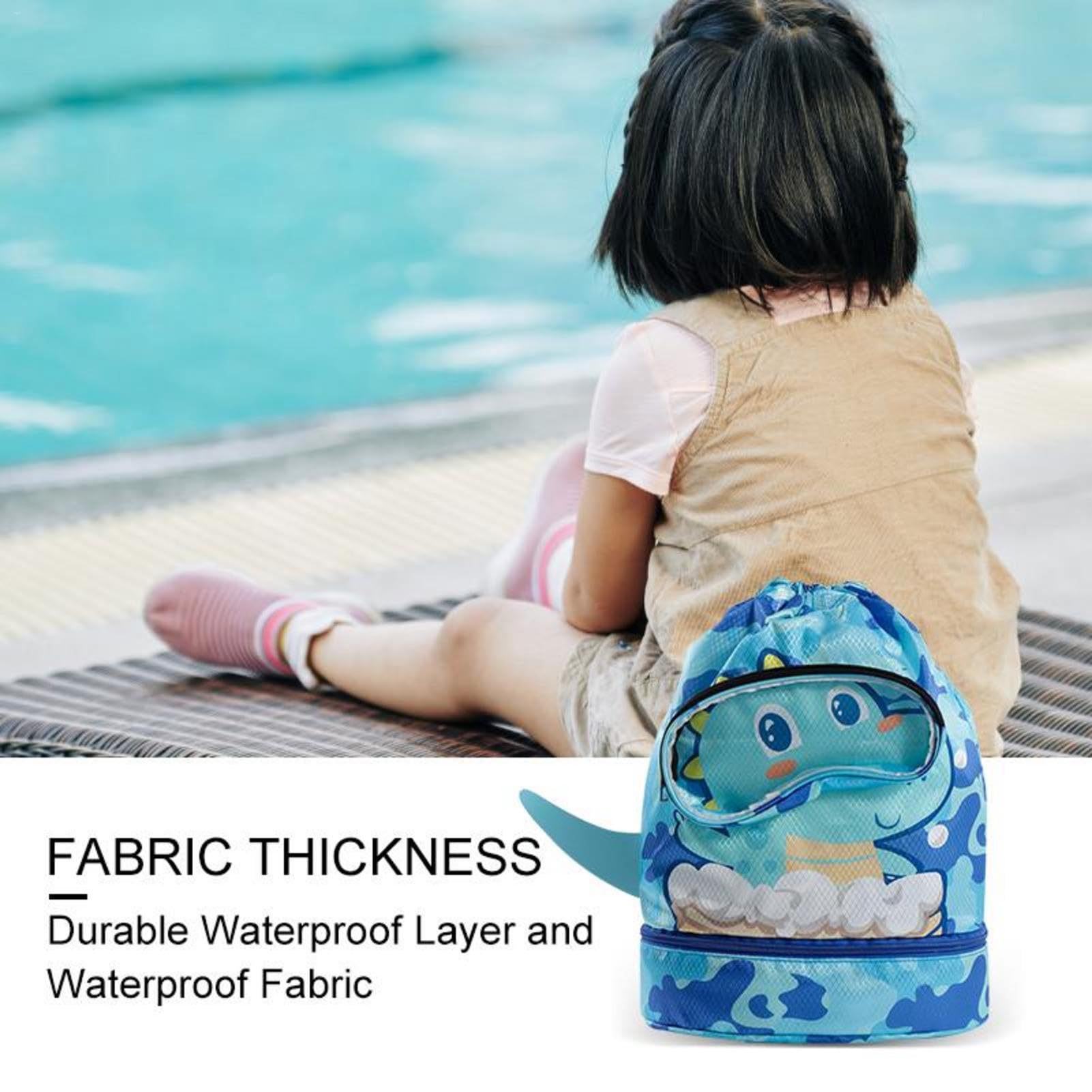 Generico Borse da nuoto per bambini,Borse da bagno Cartoon per nuotatori | Borsa sportiva impermeabile con coulisse e separazione asciutta e bagnata con tracolla regolabile per nuoto, spiaggia, sport,