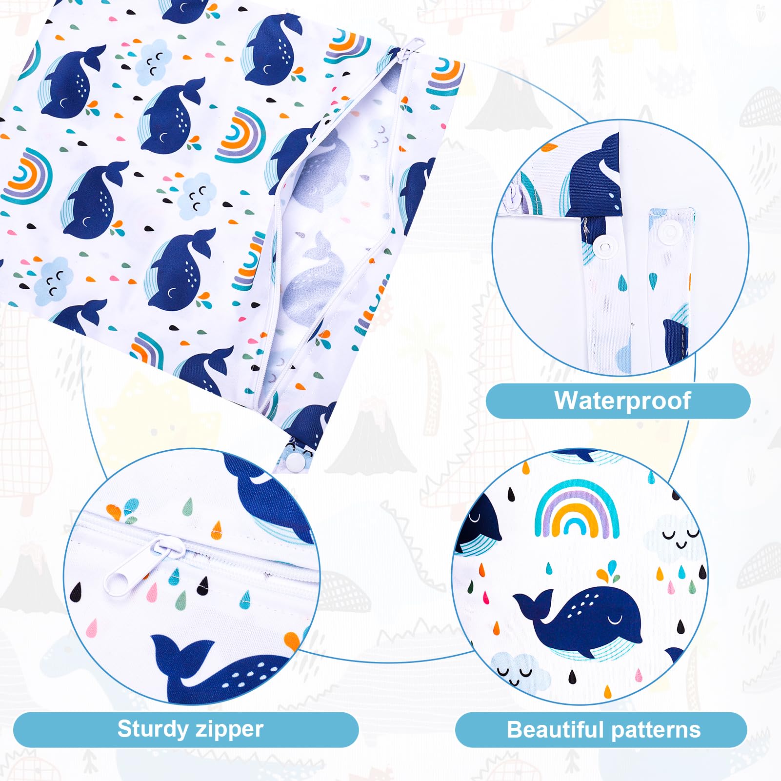 GSrenyu 2 Pcs Wet Bag for Swimming,Waterproof Baby Wet Bag,Reusable Nappy Bag Organiser,Washable Wet Dry Bag for Swimming Camping Travel Beach - Image 3