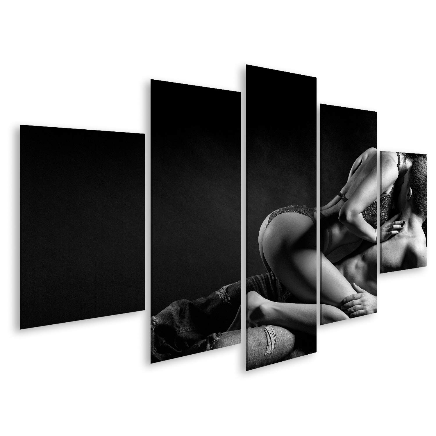 islandburner Quadro su tela Sexy giovane coppia svestita Sensuale donna etero corpo rosso pizzo erotico lingerie seduto sopra l'uomo muscoloso sexy giovane Stampe Arte Poster Murale