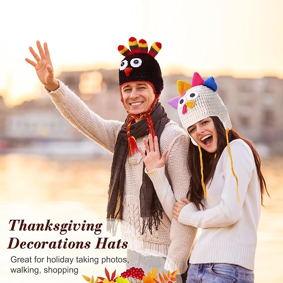 Knitted Turkey Hat Thanksgiving Costume Glasses