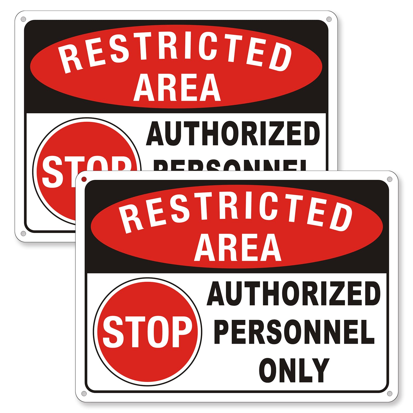 (2 Pack) Restricted Area Sign, Authorized Personnel Only Do Not Enter signs, 10 x 7 Inches Aluminum UV Protected Weatherproof and Easy to Install