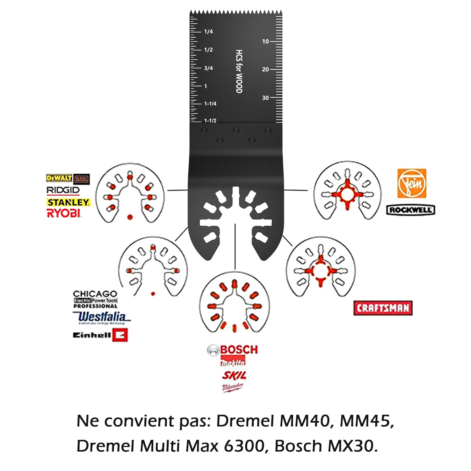 Kit di lame per sega, accessori oscillanti, Quick Release Multi Tool, lame Multitool, utensili elettrici lame per sega Fein Multimaster, Dremel, Bosch, Makita (50 pezzi)