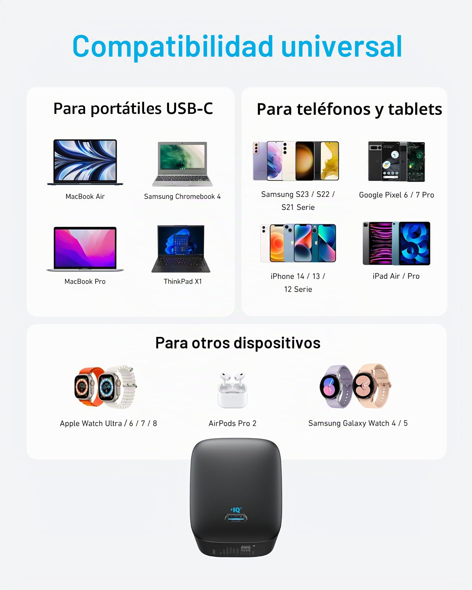 Anker 315 Cargador USB C de 67 W, Fuente de alimentación compacta de Alto Rendimiento con PIQ 3.0, para MacBook Pro/Air, iPhone 16/16 Plus/16 Pro/16 Pro MAX/15/14, iPad, Galaxy, Pixel, AirPods y más