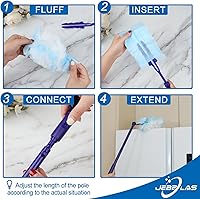 Vista 6 de JEBBLAS Recambios de plumero desechables, cabezal electrostático resistente, total de 30