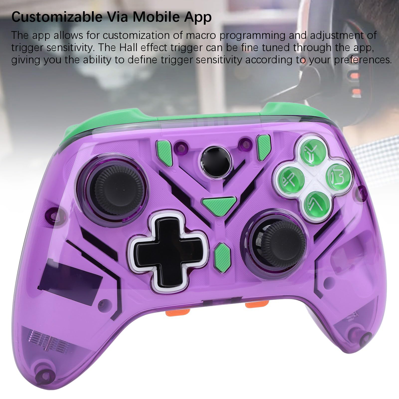 Ejoyous Controlador de Videojuegos, Aplicación Personalizable 2.4G Hall Trigger Controlador de Juegos Inalámbrico Giroscopio de 6 Ejes con Base de Carga Inteligente para Regalos de Cumpleaños (#12)