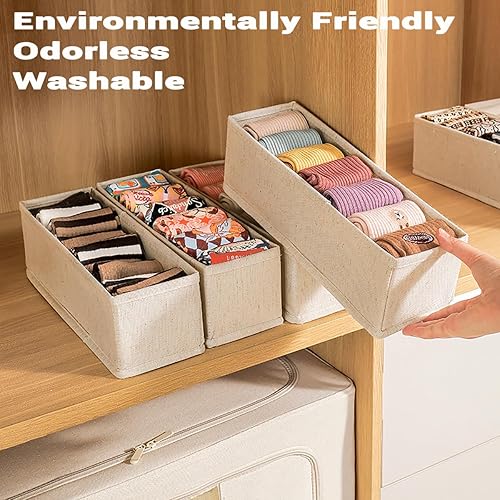 Miniatura 6 de MURRI&MURRDI Mini organizador plegable para cajones de ropa, 6 piezas, organizador de cajones de tela para guardería, organizador de tela con