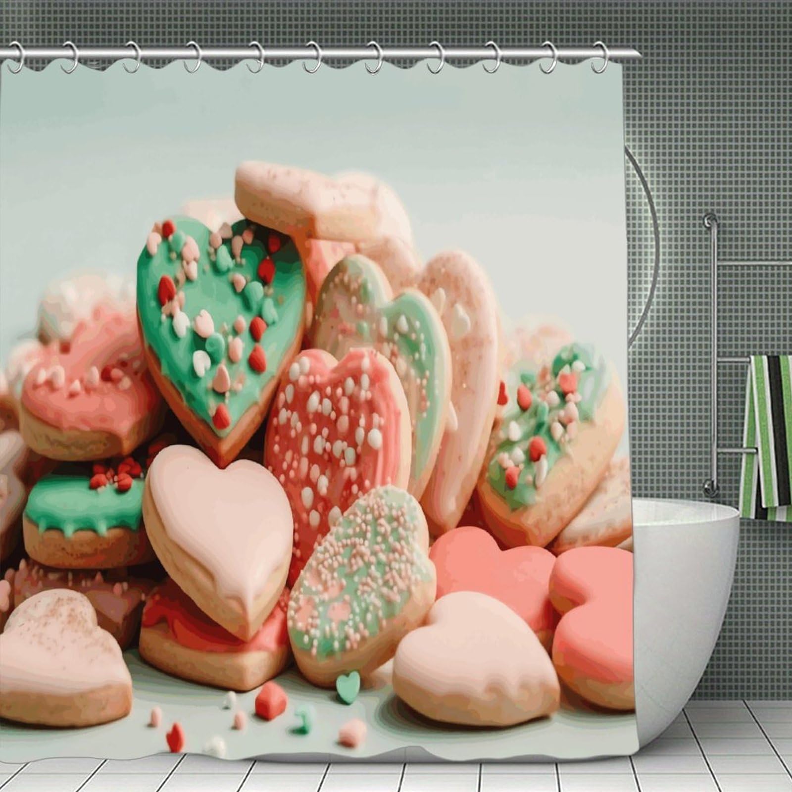 JTREHY Many Food Shower Curtain Waterproof Bathroom Shower Curtain Machine Washable Bath Curtains Polyester Cloth Bath Curtains for Bathroom Showers 70.8×70.8Inch