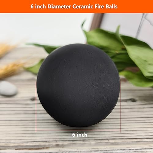 Miniatura 10 de Bolas de fuego de cerámica, juego de 6 piedras redondas de fuego de 5 pulgadas, bolas de fuego reutilizables para decoración de interiores y