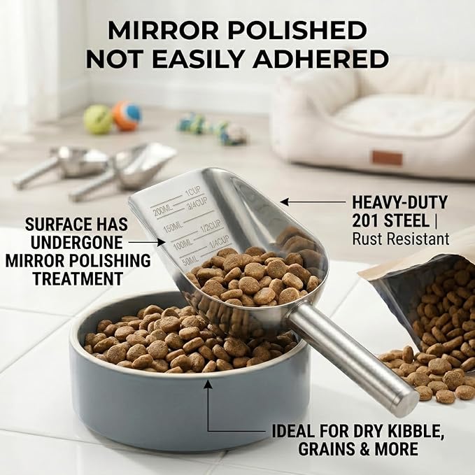 2 Pack 1 Taza Medidora para Alimento de Mascotas Acero Inoxidable miniatura 5