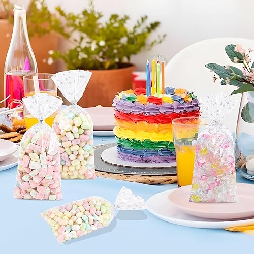 Miniatura 7 de LEOSINDA 100 bolsas de celofán planas transparentes de 5 x 11 pulgadas, bolsas de celofán, bolsas de celofán, bolsas para galletas, bolsas de