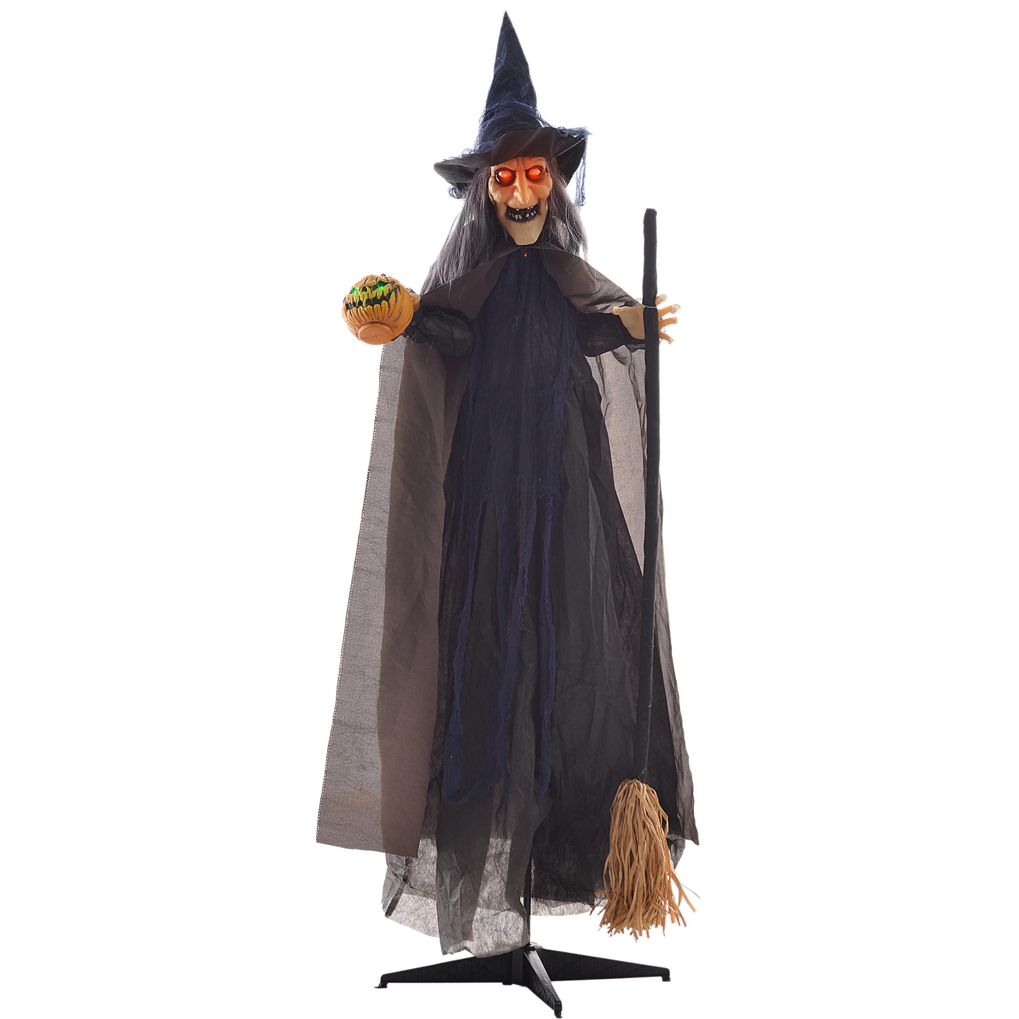 HOMCOM Animated Witch Halloween Prop - 6ft - Red