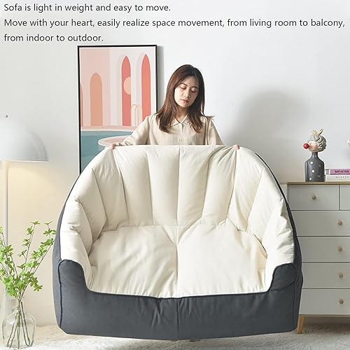 Miniatura 4 de (Sin relleno) Puf sin frijoles para adultos, sofá de dos asientos, tumbona, muebles para interiores y exteriores, color naranja