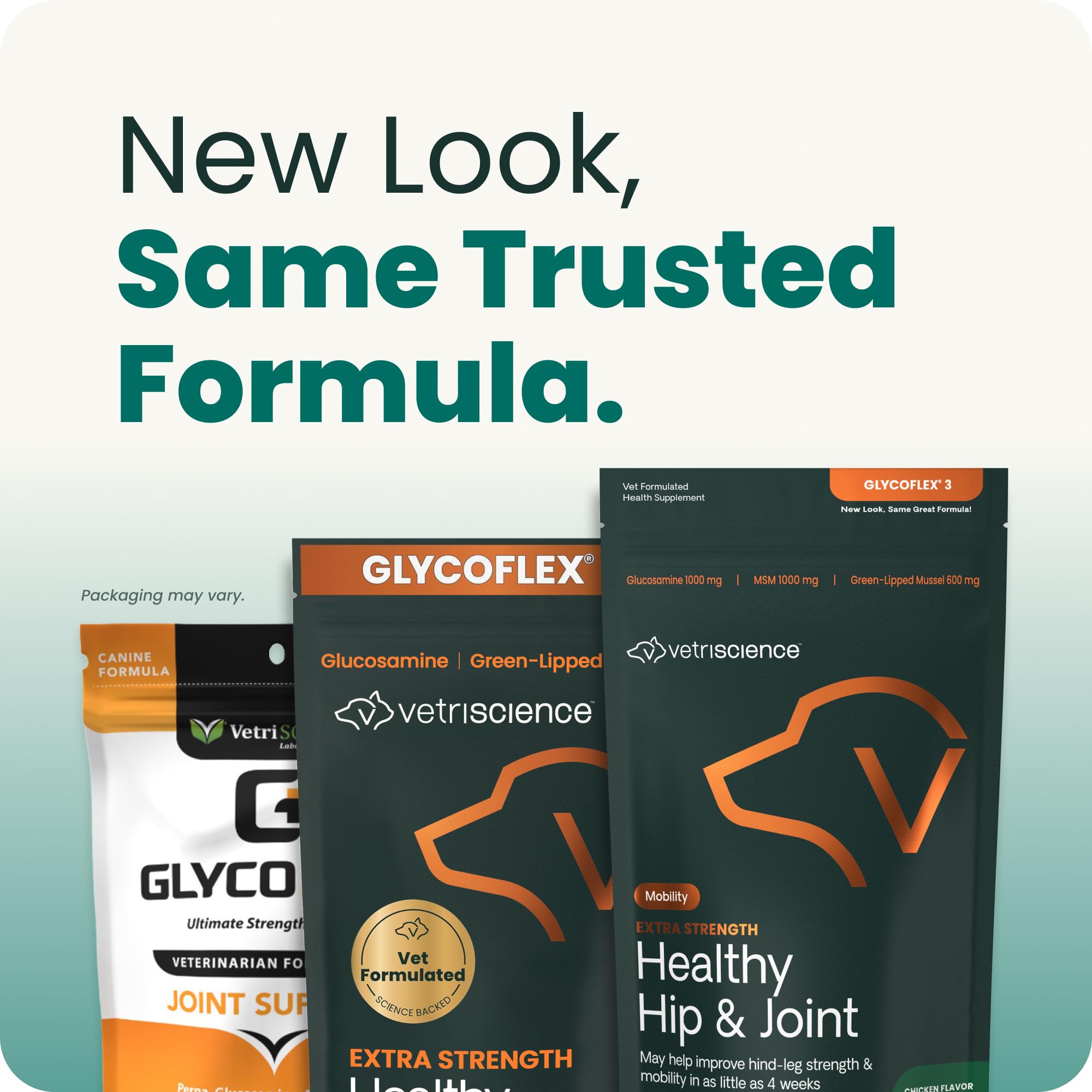 VetriScience Extra Strength Hip & Joint Supplement for Dogs, GlycoFlex 3 – Vet Formulated Glucosamine, MSM & Green-Lipped Mussel Chews for Mobility, Flexibility & Joint Support, Chicken Flavor, 120ct - image 5
