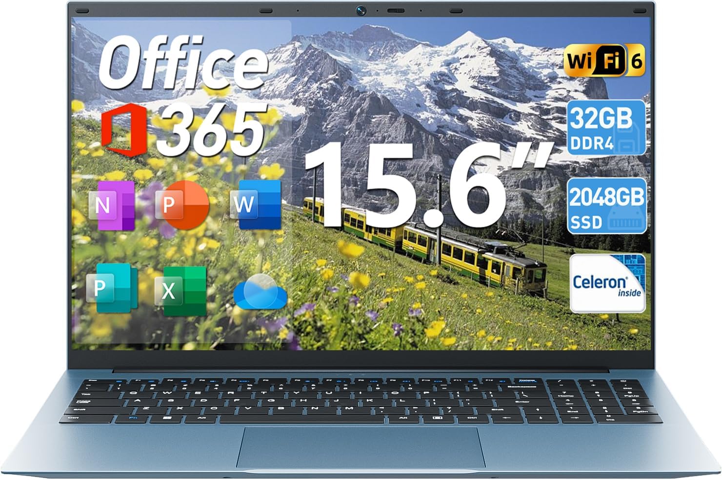 Naclud Laptop Computers, 15.6 Inch Laptops, 36GB DDR4, 128GB EMMC+2048GB SSD, Celeron N5095 Quad-Core, 11 Home, 7000mAh, WiFi 6, 180°Open Angle, BT5.2, Portable Notebook, USB 3.2, Type-C(Gray)