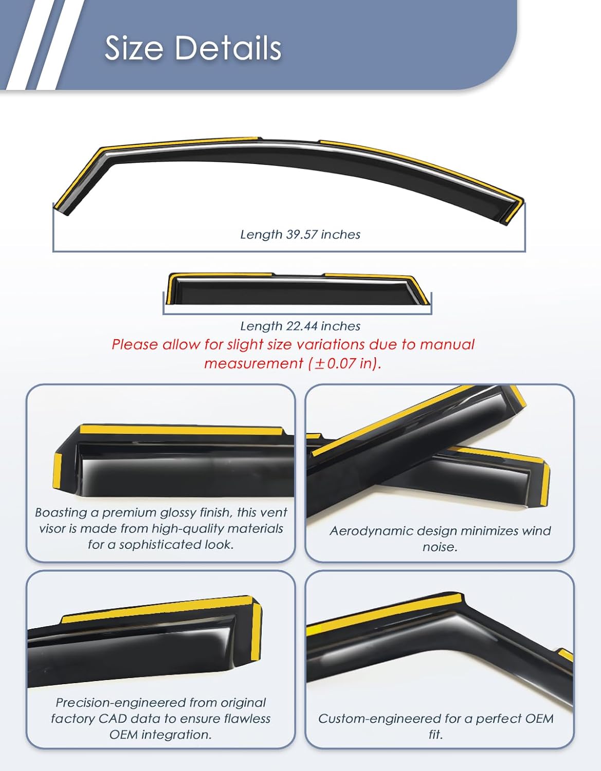 in-Channel Window Rain Guard for Hyundai Santa Cruz 2022 2023 2024 2025 2026 Rain Guards Side Window Visors Low Profile Vent Visor Window Deflectors Vent Shades Car Accessories