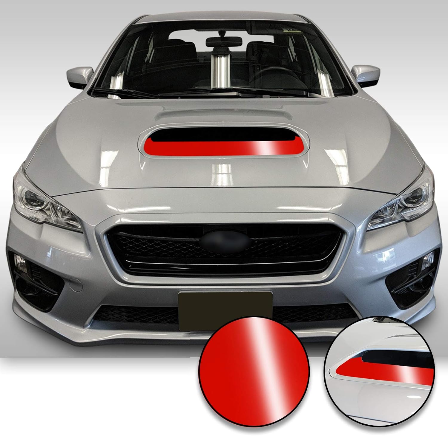 Gomu Hood Scoop Vinyl Decal Overlay Wrap Trim Inserts Sticker Compatible with and Fits WRX STi 2015 2016 2017 2018 2019 2020 - Gloss Black