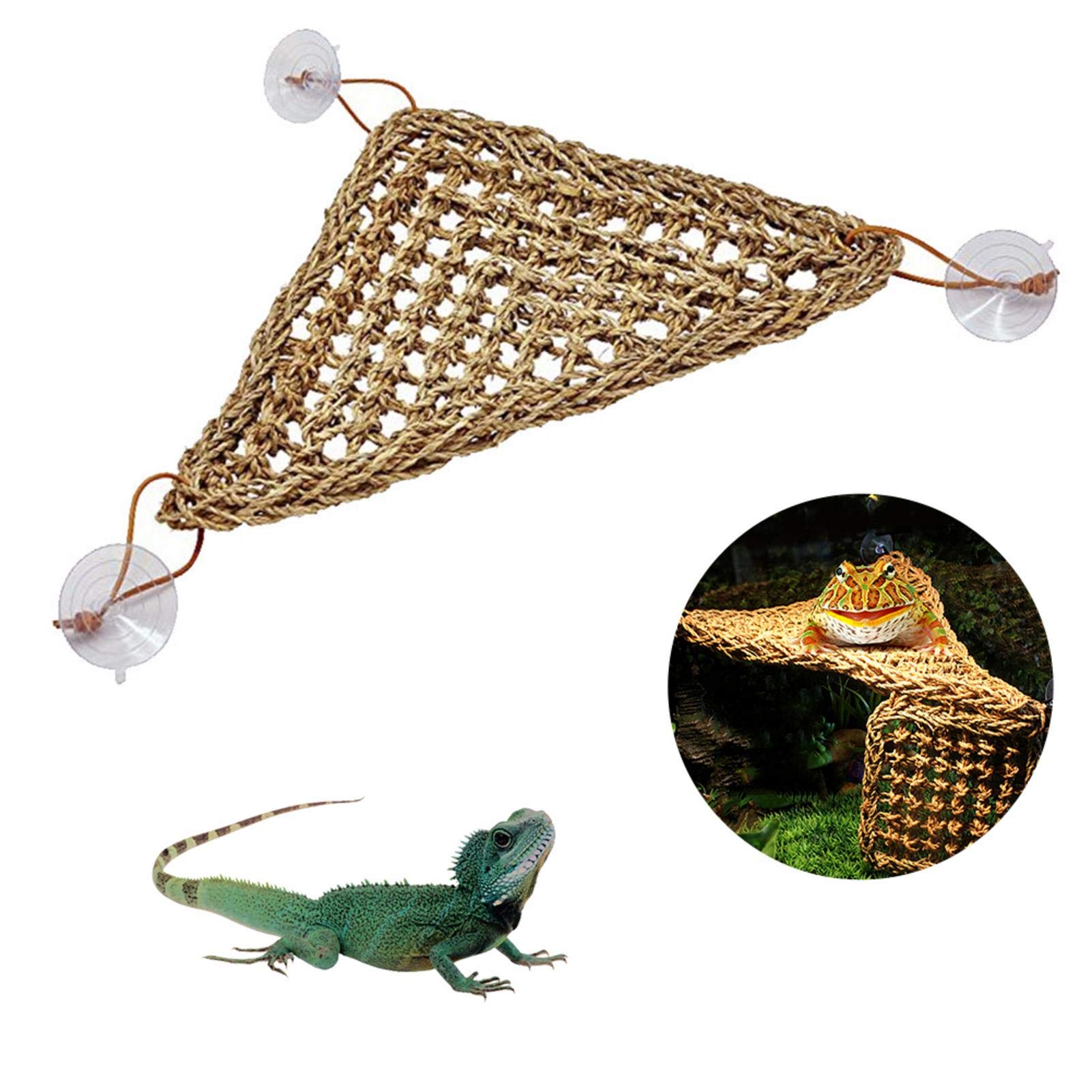 eginvic Reptilien Hängematte, Mit Saugnapf, Mesh Reptile Hängematten Für Chamäleon, Eidechsen, Gecko, Schlangen (rechteckig 40x17cm / Dreieck 20x20x28cm) Haustier
