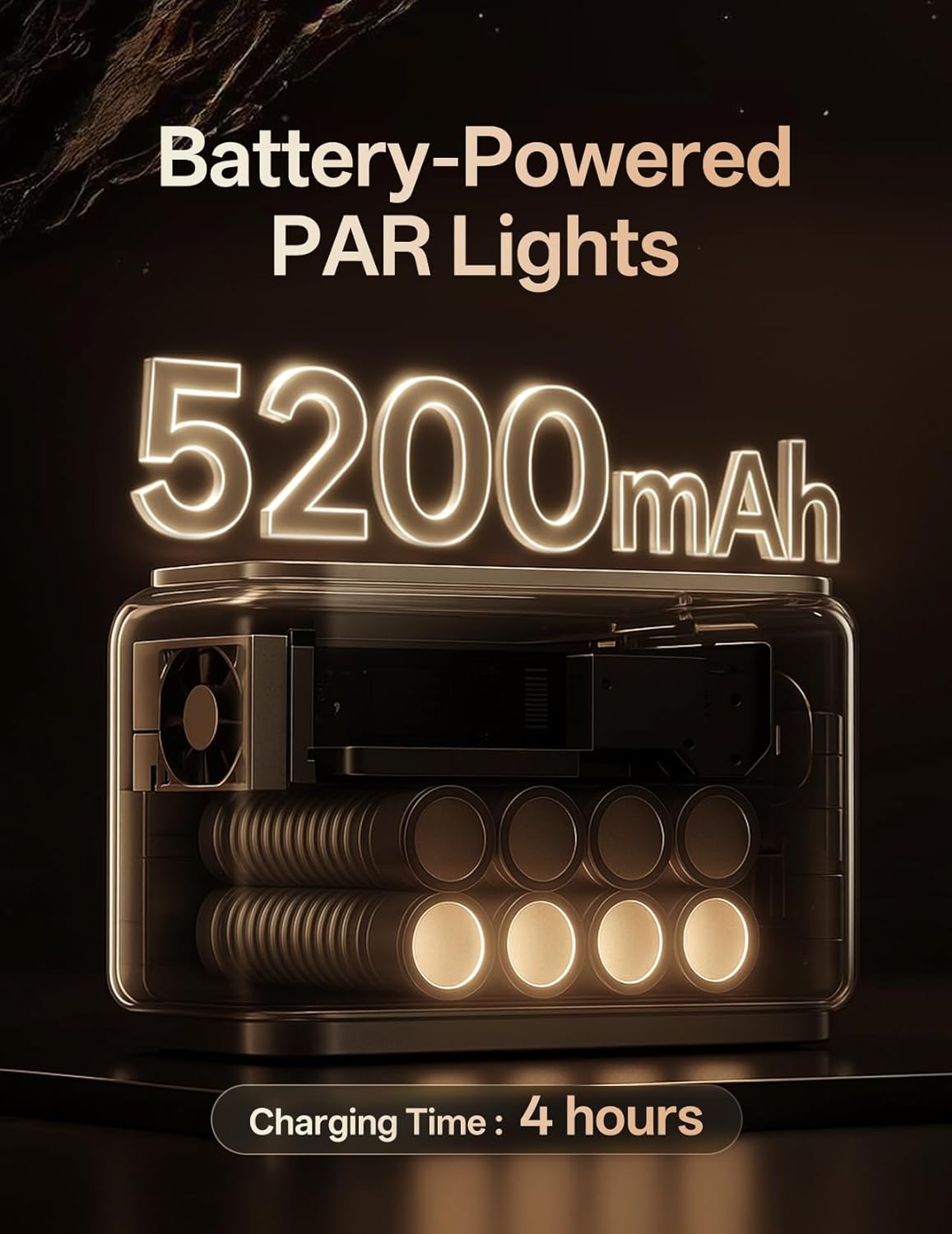 Wireless Rechargeable Stage Lights, 5200mAh Par Lights, 40W RGBW+UV Uplight, Controllable via APP, Remote Control, and Wireless DMX; Suitable for Weddings, Events, DJ Shows, and Stage Lighting.(Black)