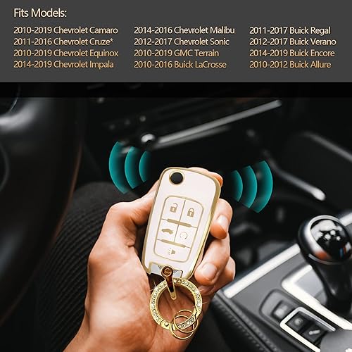 Miniatura 6 de Compatible con funda para llavero Chevy con cordón para llavero, fundas de repuesto de TPU suave para Chevrolet Buick Camaro Cruze Equinox Malibu