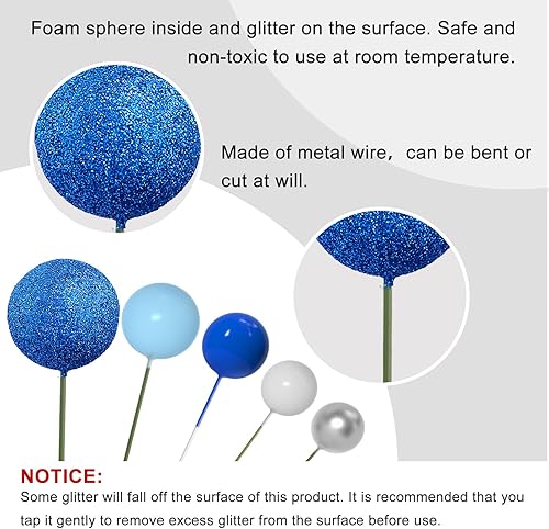 Miniatura 3 de ASTARON 50 piezas de bolas para decoración de tartas, mini globos para suministros de decoración, bolas de espuma, decoración de pasteles para baby