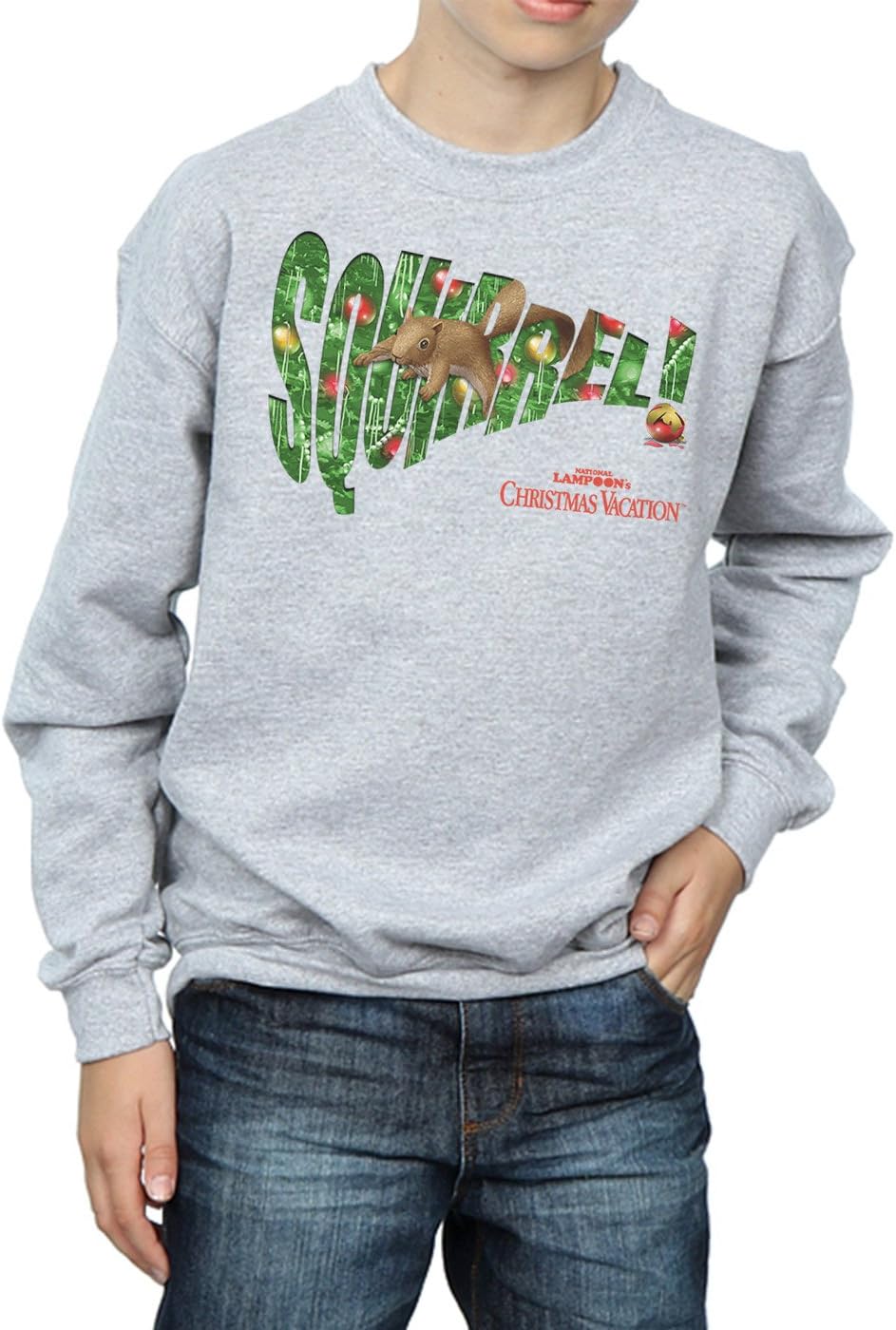 National Lampoon's Christmas Vacation Boys Squirrel Tree Sweatshirt 9-11 Years Sport Grey