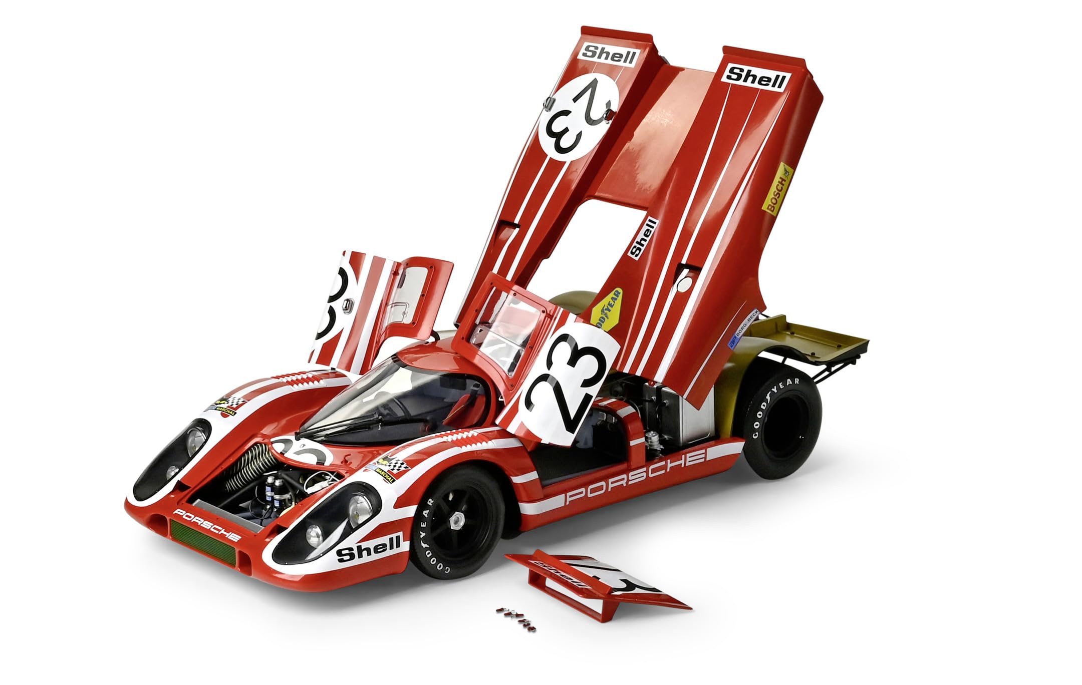 IXO Colecciones 1:8 Porsche 917KH #23 Salzburg - Construcción De Maquetas A Escala, Kit De Maquetas con Función Luz Y Sonido, Piezas Móviles, Carrocería Prepintada Roja