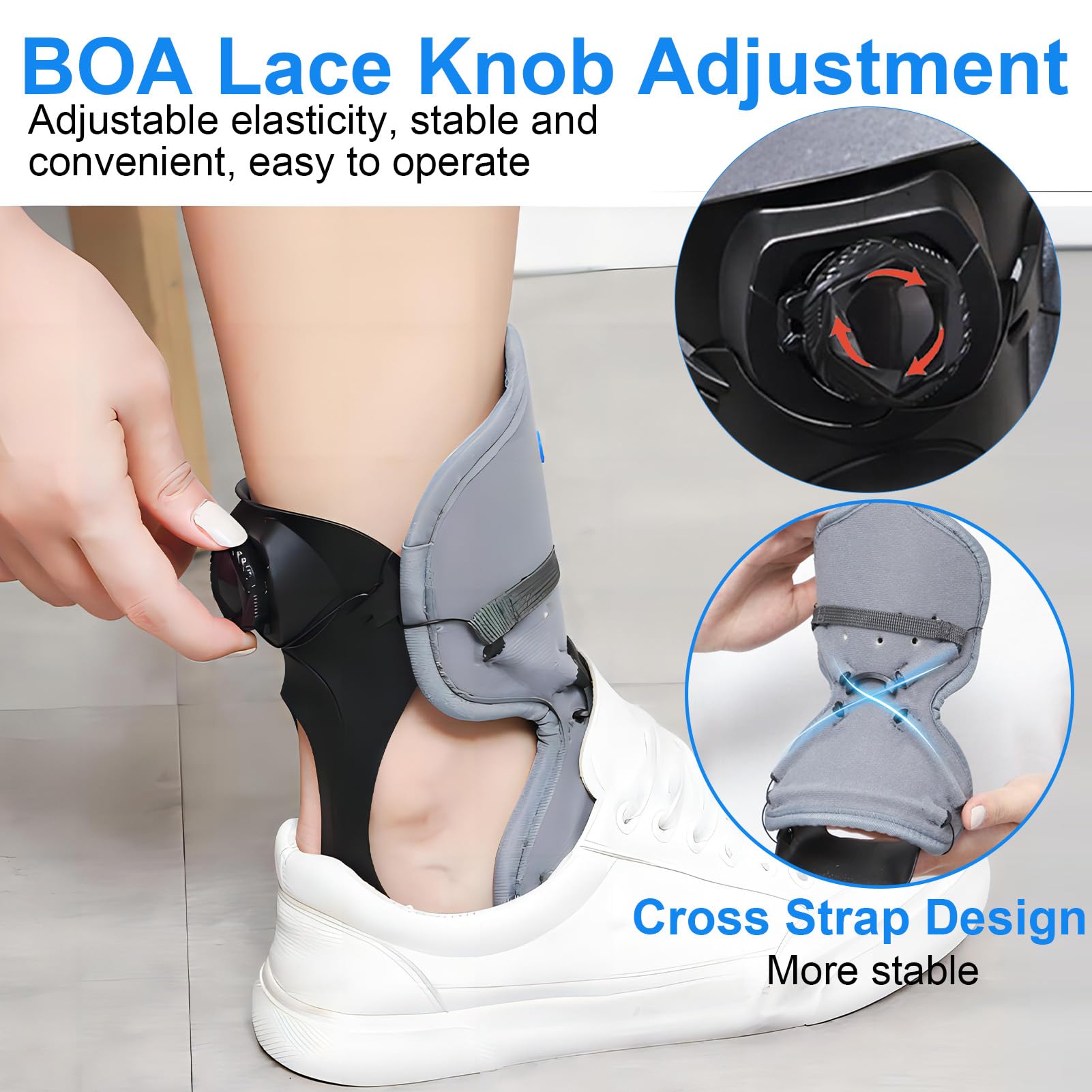 Attelle AFO pour Pied Tombant – Orthèse de Cheville et Pied réglable pour AVC, paralysie nerveuse, hémiplégie – Attelle légère et Confortable pour Usage Quotidien