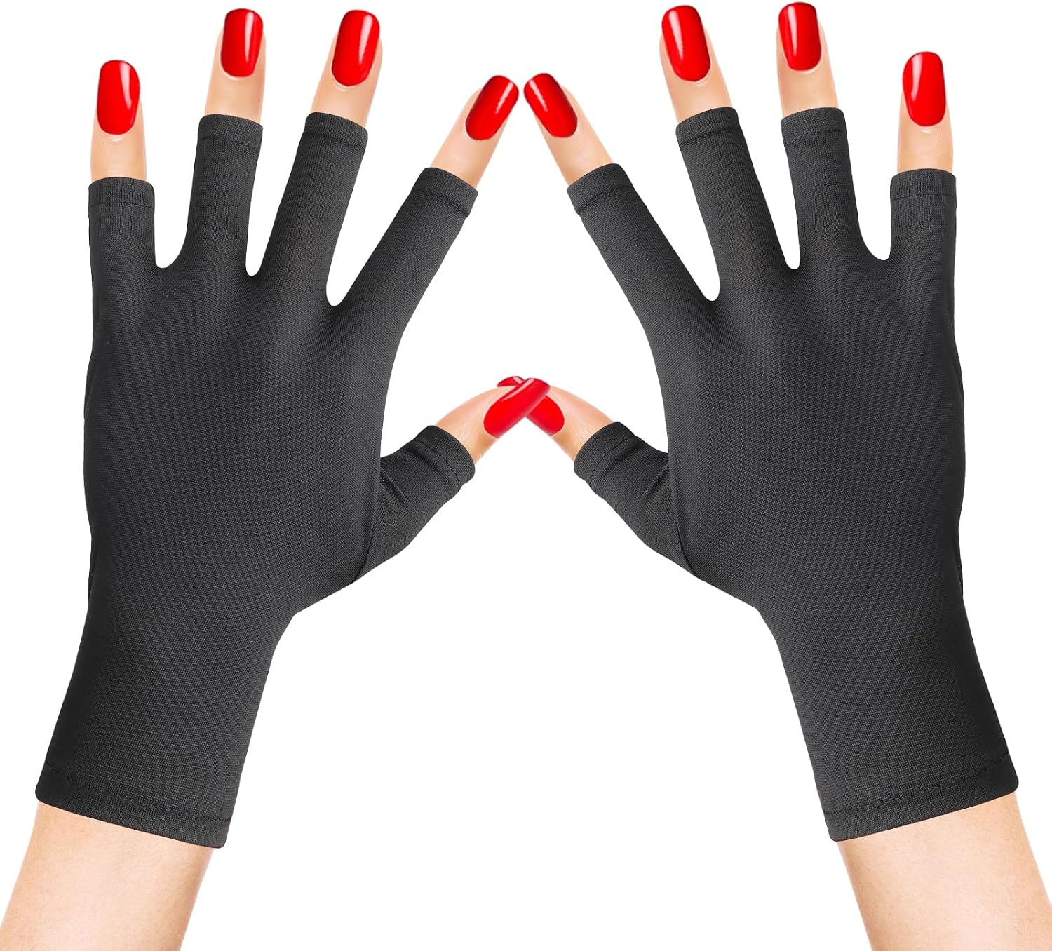 2 Pair Anti UV Gloves for Gel Nail Lamp, Light Protection Gloves for Home DIY & Salon Use Nail Art Accessories, Black