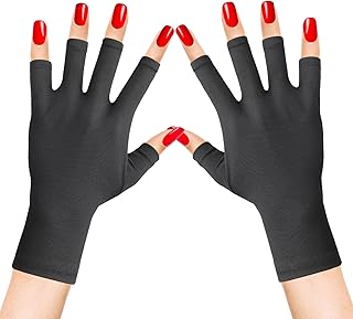 2 Pair Anti UV Gloves for Gel Nail Lamp, Light Protection Gloves for Home DIY & Salon Use Nail Art Accessories, Black