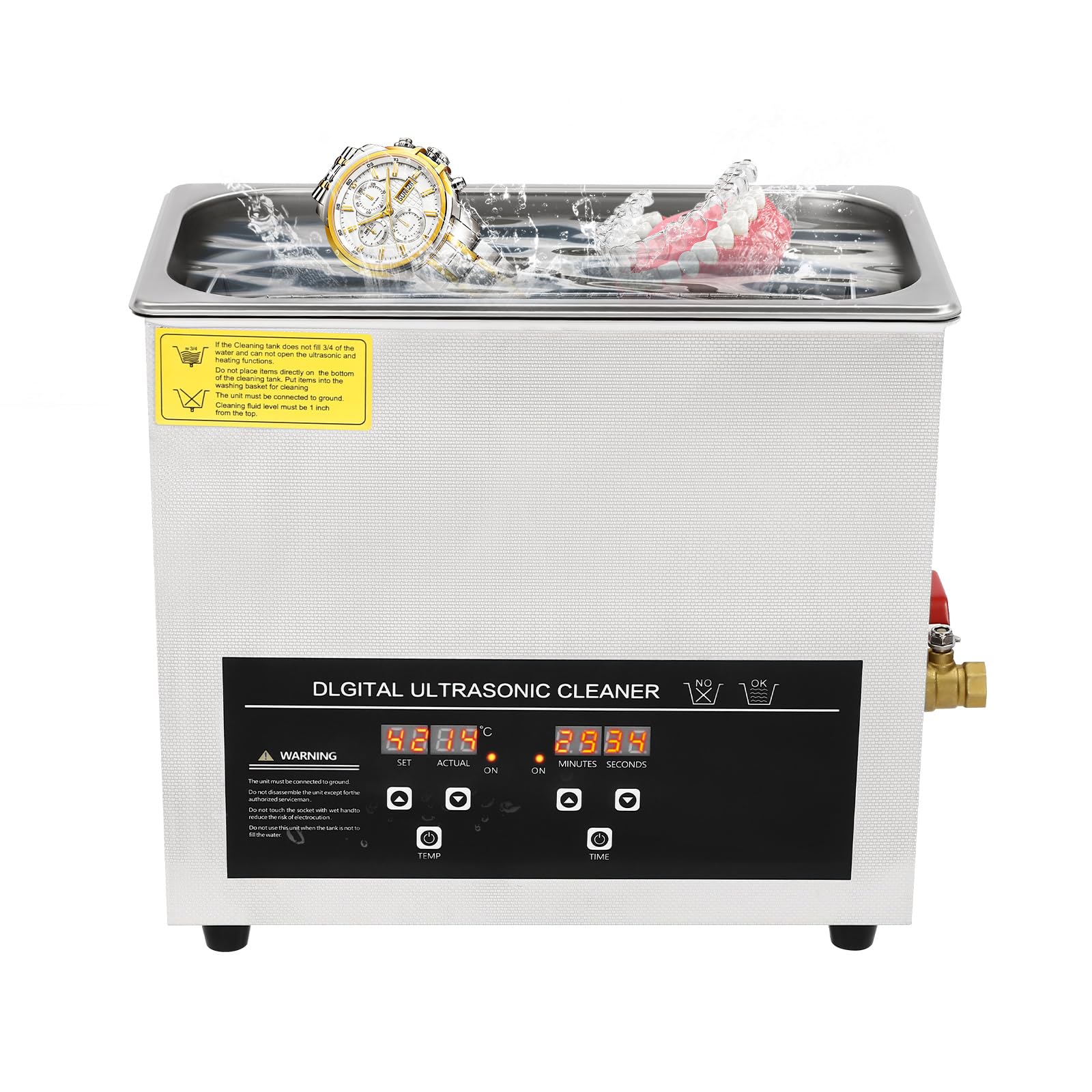ROMYIX Ultrasonic Cleaner with Digital Timer & Heater,6.5L Ultrasonic Cavitation Machine, 304 Stainless Steel Professional Ultrasonic Cleaner Machine for Jewellery Dentures Carburetors Coins (6.5L)