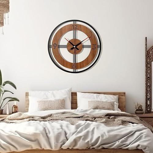 Miniatura 5 de Reloj de pared grande decorativo para pared, reloj redondo de cocina, decoración de cocina, relojes rústicos para paredes, reloj silencioso para
