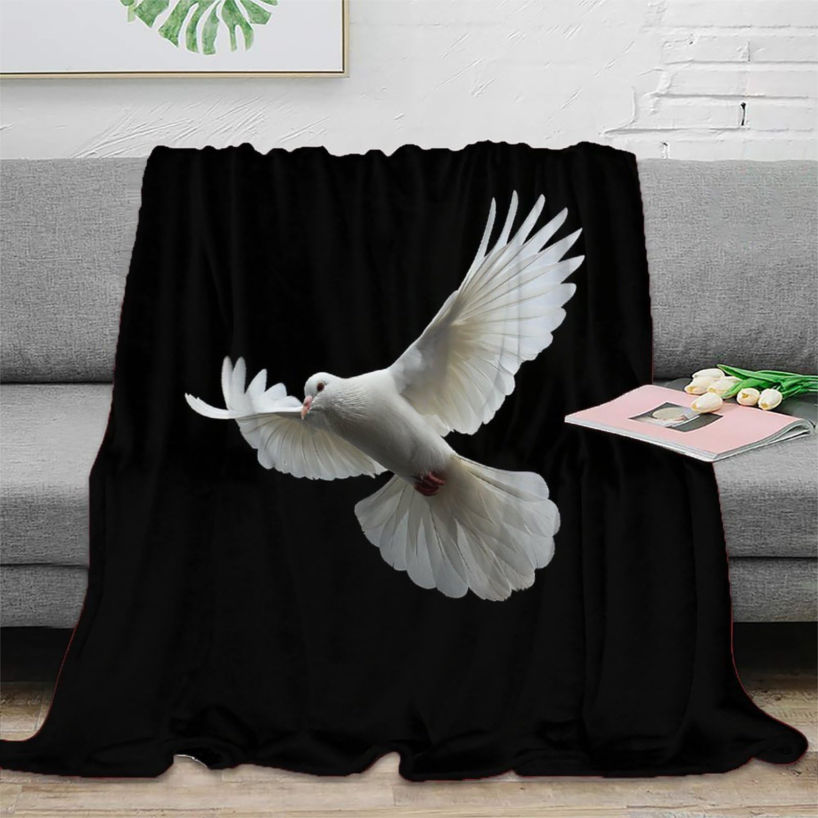 Couverture flanelle oiseau plaid doux pour lit enfant et voyage