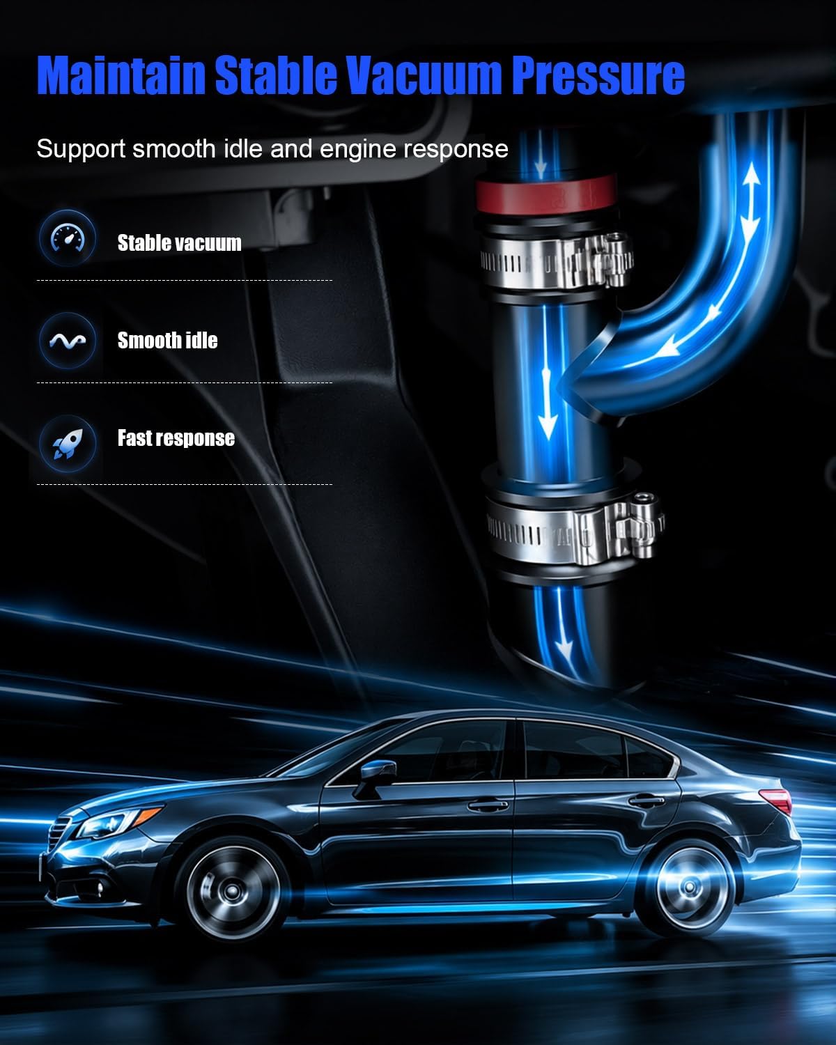 Vacuum Hose Fit for Subaru Legacy Outback 2010 2011 2012 Replace 99071AD510 | Engine Vacuum Line Rubber Hose Durable Leak Resistant