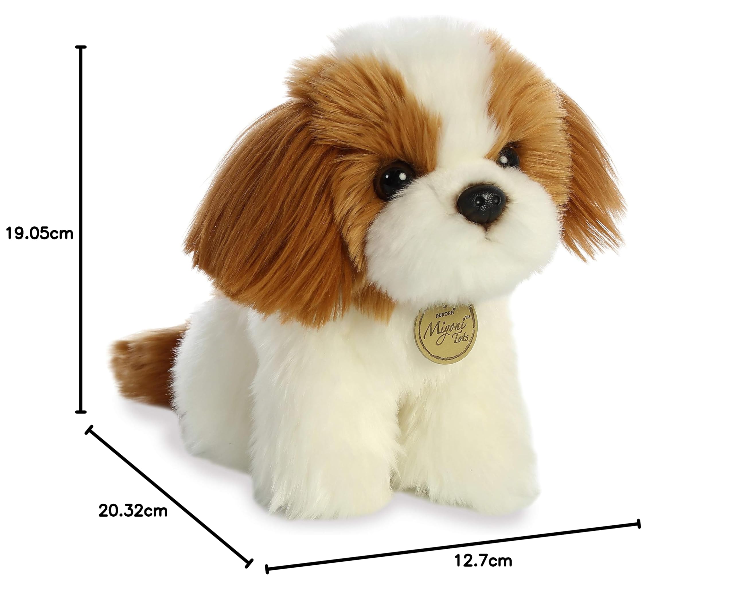 Aurora Urocze zwierzątko Miyoni Tots Shih Tzu szczeniak - realistyczne detale sprawiają, że jest cenionym towarzyszem - idealny do dekoracji sypialni lub sal lekcyjnych - brązowy 20 cm