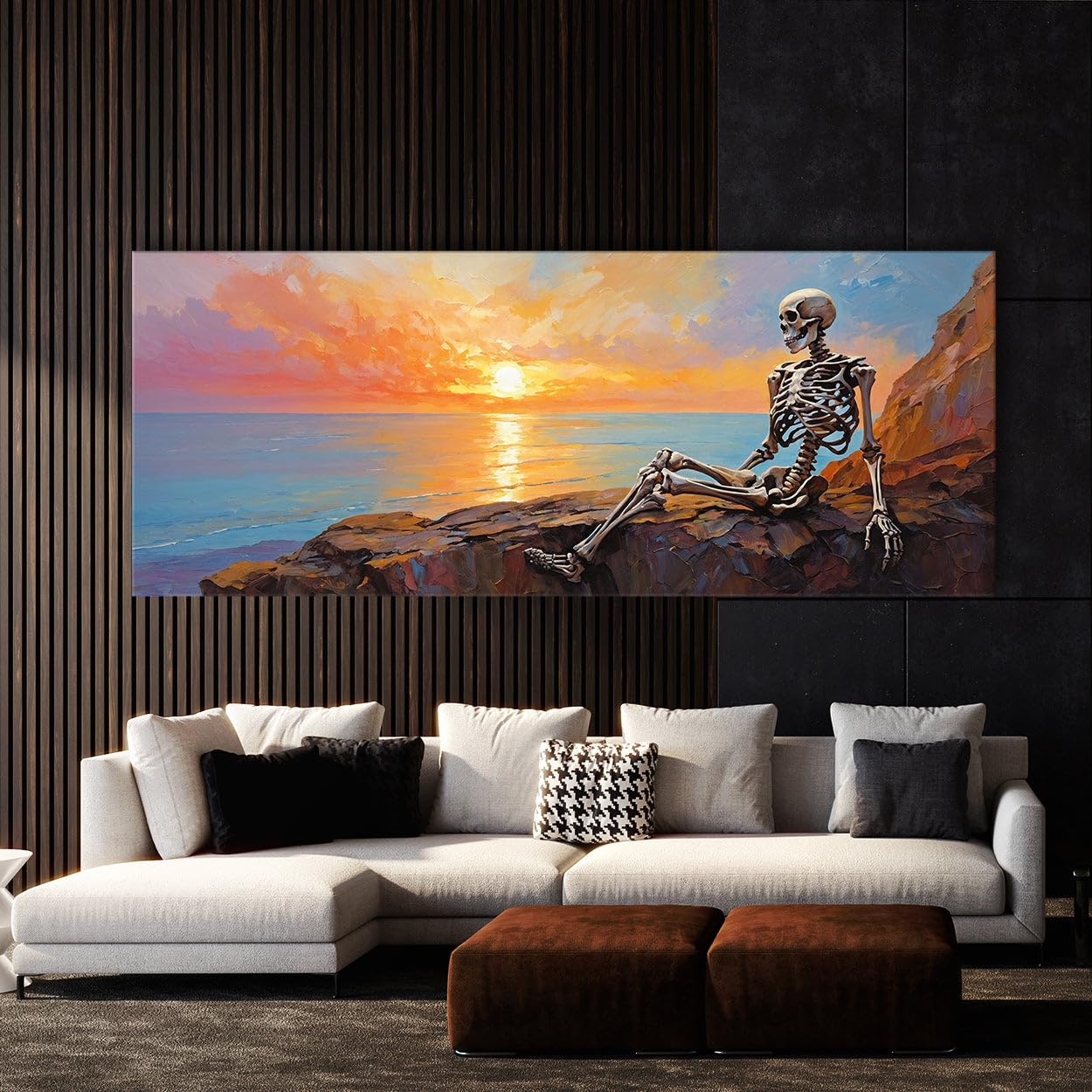 Amazon.com: Sense Canvas Skeleton Cliffside Sunset 50 Canvas Art