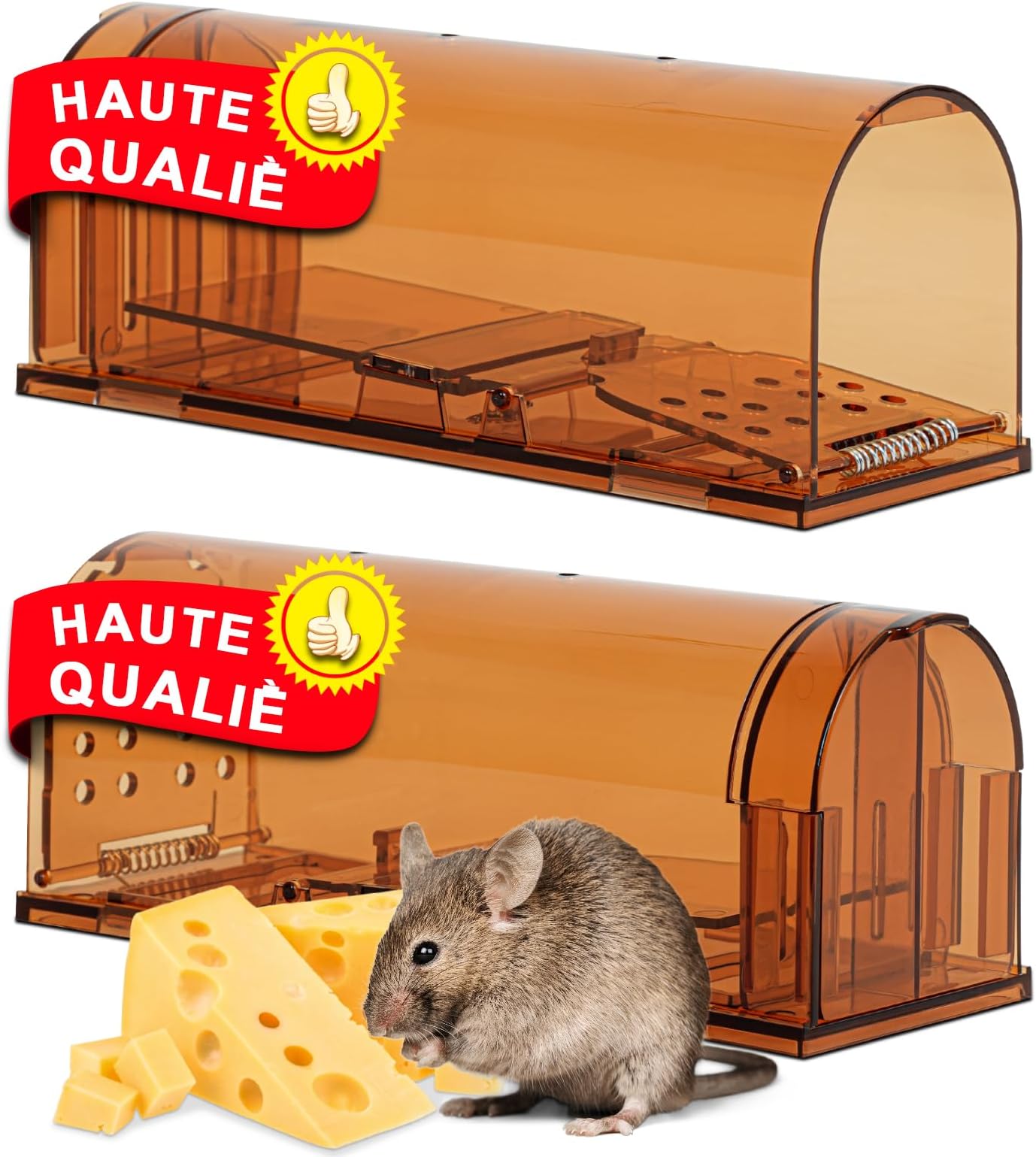 Signstek Souricières Intelligentes Réutilisable, Piège à Souris Vivante en Plastique avec Trou d