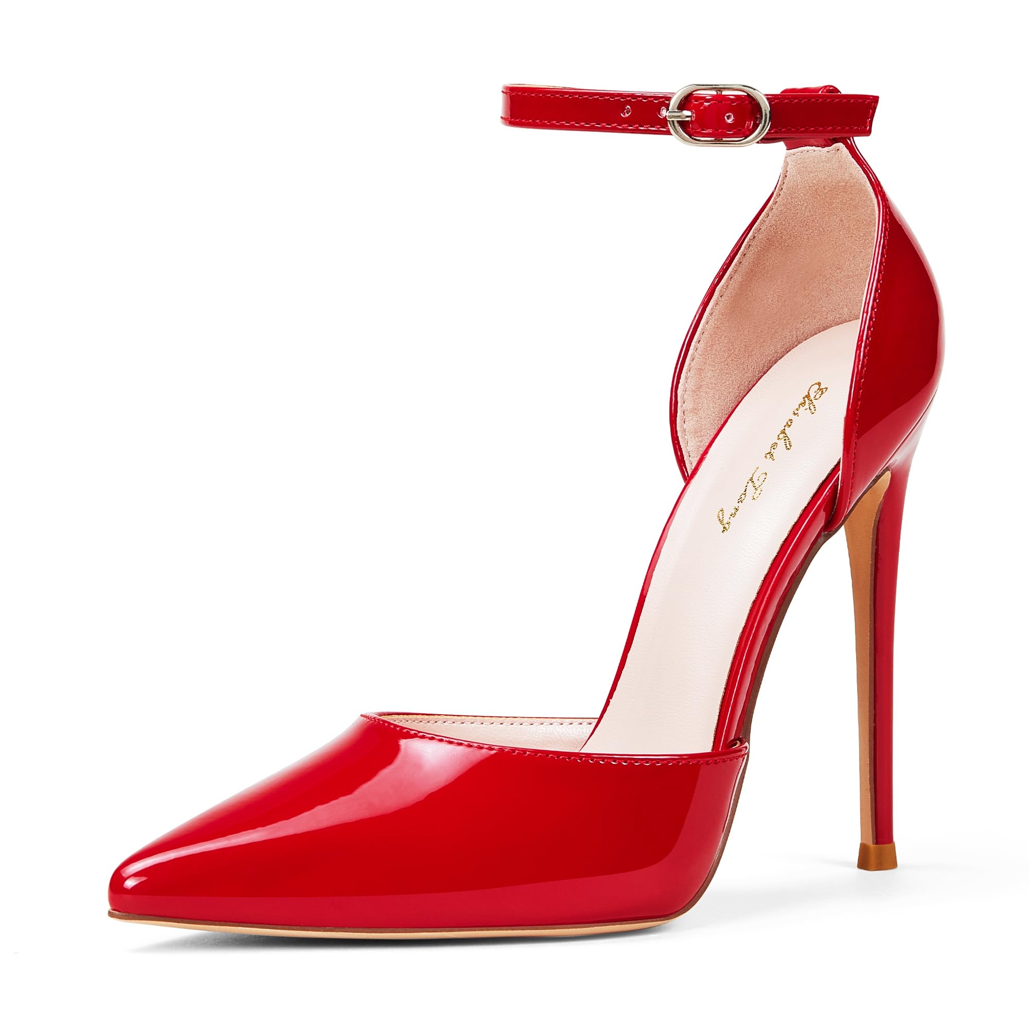 Zhabtuc Tacchi Alti, Décolleté da Donna D'Orsay Cinturino alla Caviglia Punta a Punta Scarpe da Sposa per Feste, Altezza Tacco 12 cm, 36-42 EU